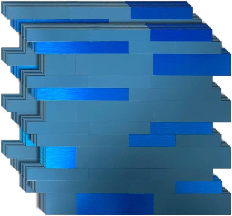 weimeisc 10-Sheet Peel and Stick Backsplash Tile, PVC Mixed Metal Stick on Backsplash Tiles for Kitchen (Light Blue+Brushed Blue) - Image 1